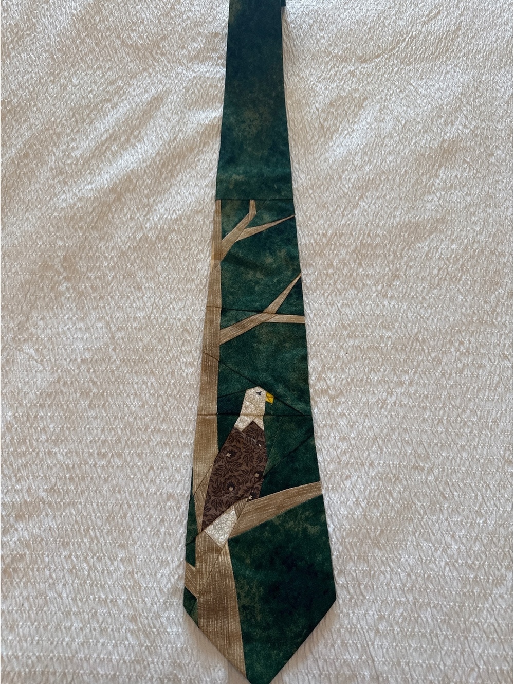 Handmade Quilted Necktie with Eagle Design